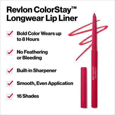 Revlon Colorstay Lip Liner Makeup with Built-in-Sharpener, Longwear Rich Colors, Smooth Application, 703 Mink, 0.01 Oz