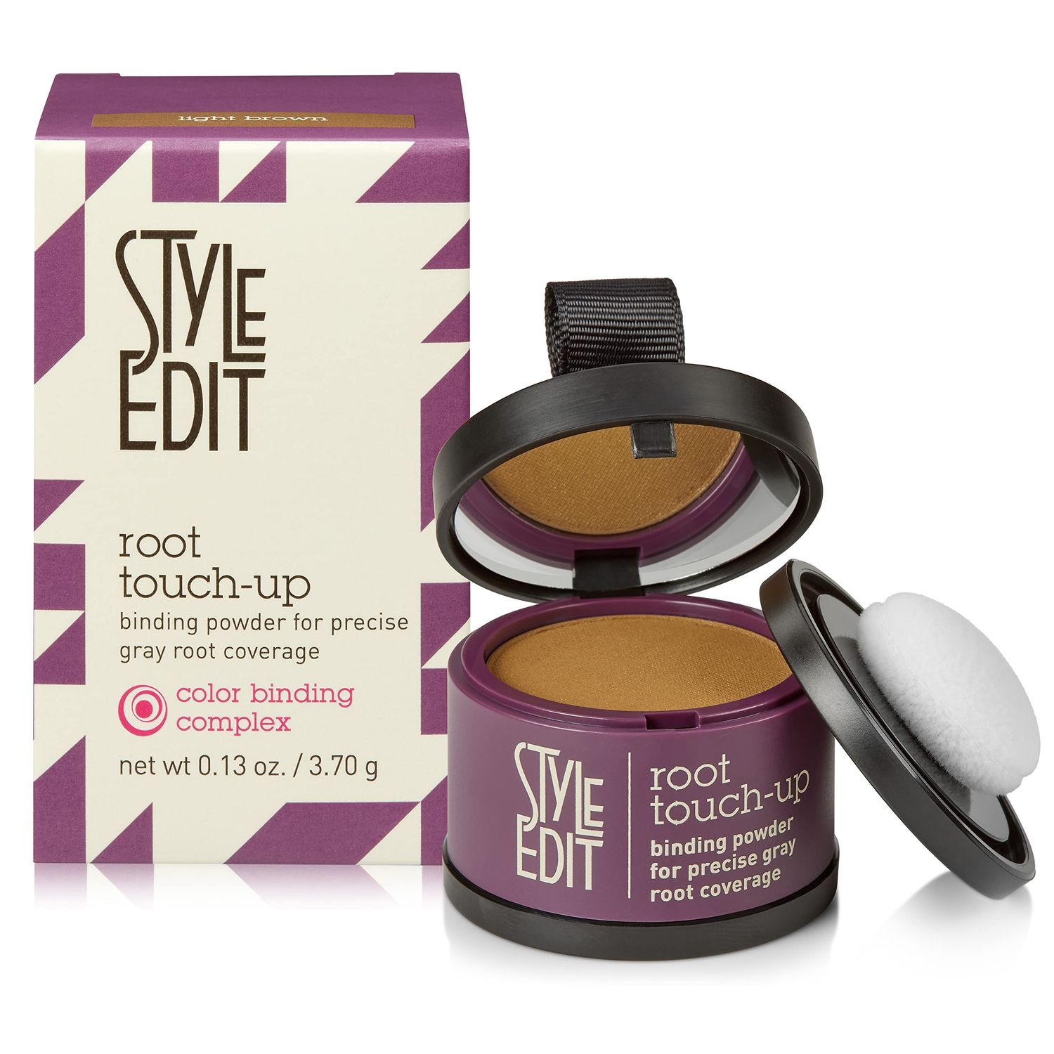 Style Edit Root Touch Up Powder for Light Brown Hair | Cover Up Hair Color for Grays and Roots Coverage | Mineral Infused Binding Hairline Powder