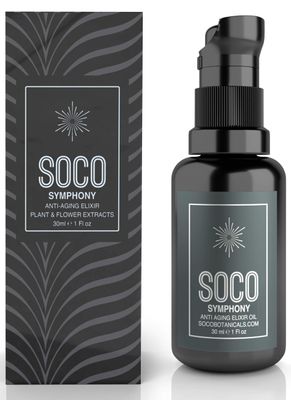 SOCO Botanicals Face Oil Serum - Anti Aging Organic Elixir for Face and Eyes with Sea Buckthorn, Argan, Rosehip &amp; CoQ10, Neroli &amp; Immortelle Essential Oil Blend