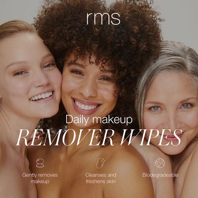 RMS Beauty Makeup Remover Wipes - Organic Coconut Oil Makeup Remover, Oil Based Makeup Remover, Face Wash &amp; Eye Makeup Remover, Make Up Wipes for Face