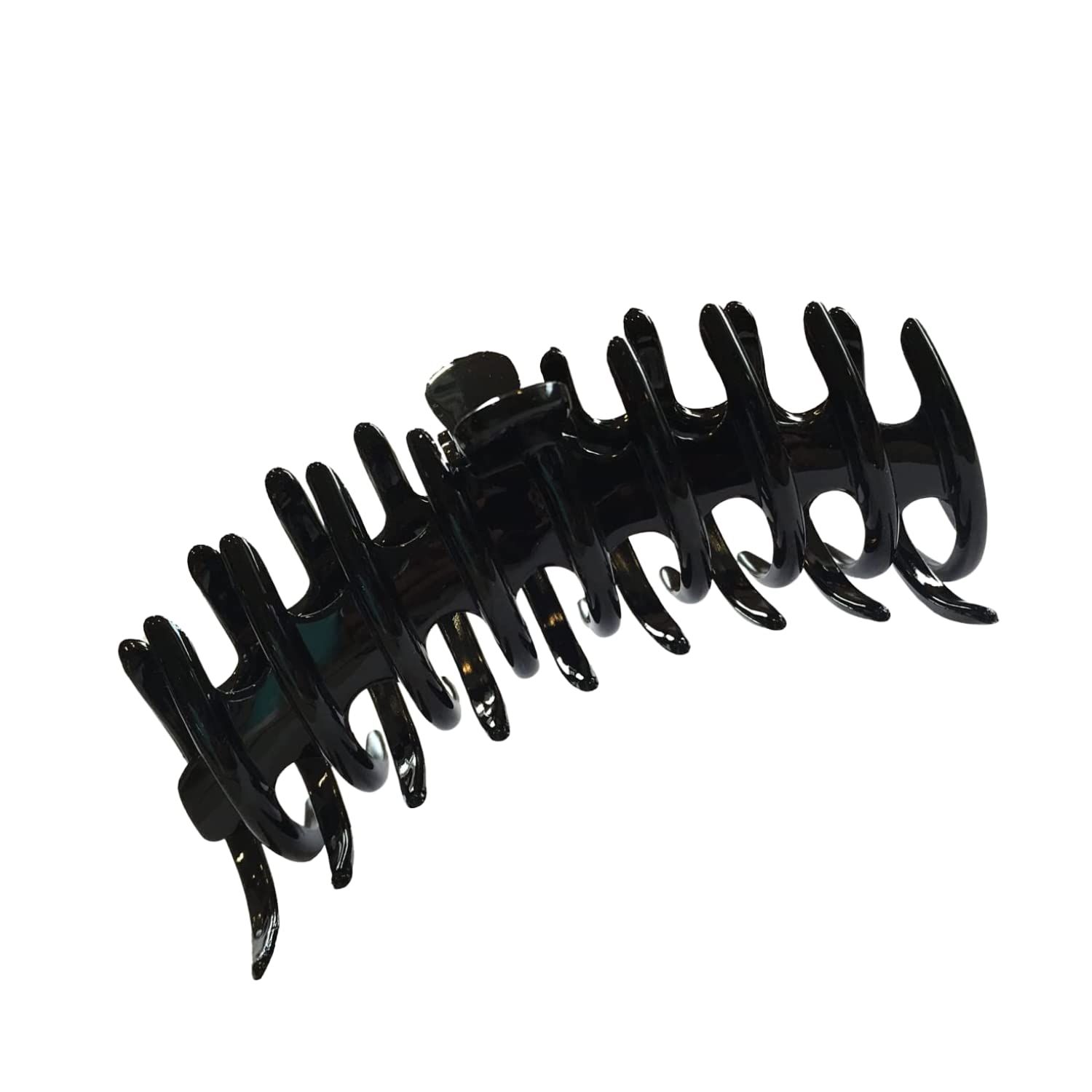 Parcelona French Rake Large 5&quot; Celluloid Acetate Hair Clip No Slip Tight Grip Durable Fashion Hair Styling Women Hair Accessories for Girls, Made in France (Black)