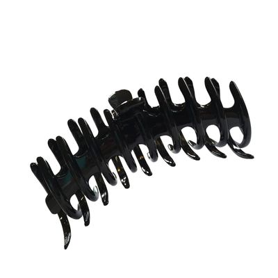 Parcelona French Rake Large 5&quot; Celluloid Acetate Hair Clip No Slip Tight Grip Durable Fashion Hair Styling Women Hair Accessories for Girls, Made in France (Black)