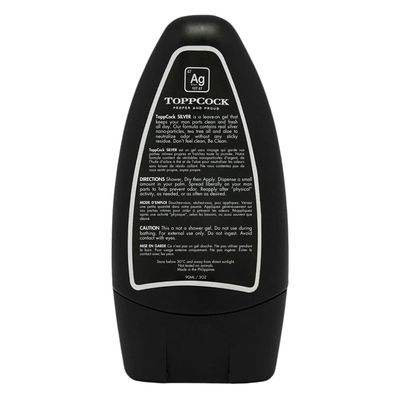 Classic ToppCock Silver Leave-On Hygiene Gel for Man Parts, 90ml Odor Neutralizer, Male Care Moisturizing Body Hygiene
