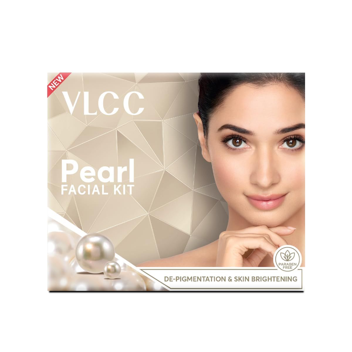 VLCC Natural Pearl Facial Kit - Single Use | Salon Like Facial at Home in Just 6-Steps | Includes Cleanser, Scrub, Cream, Face Pack &amp; Oil Free Gels | 2.12 Oz/60g