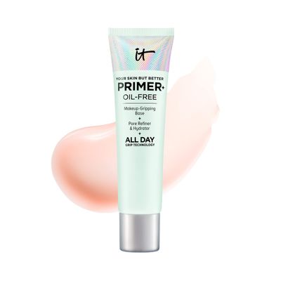IT Cosmetics Your Skin But Better Makeup Primer+ - Extends Makeup Wear, Hydrates Skin, Refines the Look of Pores - With Glycerin, Bark Extract &amp; Ginger Root Extract - Oil-Free Formula - 1 fl oz