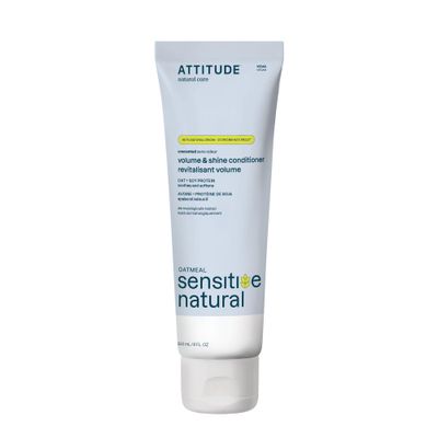 ATTITUDE Hair Conditioner for Sensitive Dry Scalp, Soothing Oat, Naturally Derived Ingredients, Dermatologically Tested, Vegan Detangler, Extra Gentle, Unscented, 8 Fl Oz