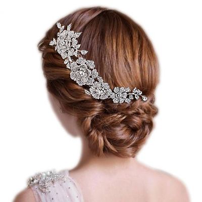 EVER FAITH Women's Austrian Crystal 8 Inch Elegant Flower Wedding Hair Side Comb Clear Silver-Tone