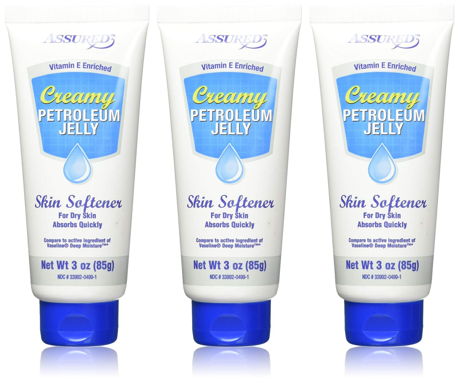 Creamy Petroleum Jelly Hand Cream for Dry, Rough Skin, 3 oz each (3 pack), Absorbs Quickly, Multi Pack, Softly Scented