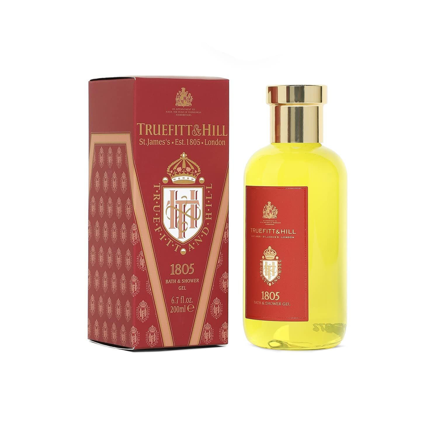 Truefitt &amp; Hill Premium Luxury Bath &amp; Shower Gel - 1805 - Rich Lather, Deep Cleanse, and Refreshing Aroma - 6.7 oz