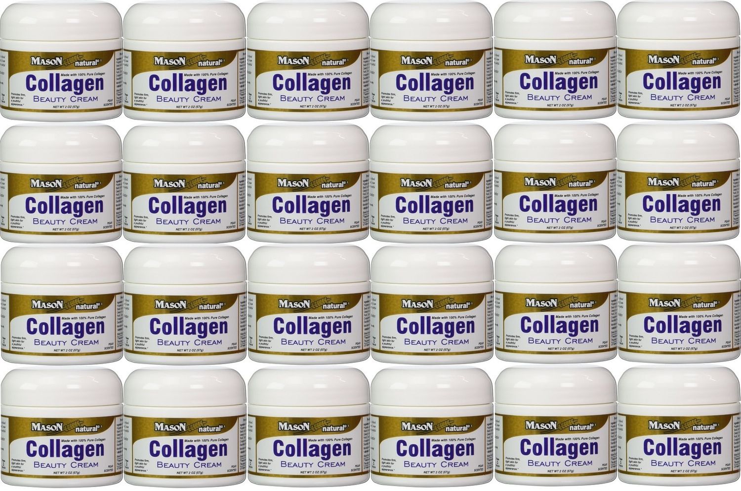Collagen Beauty Cream Made with 100% Pure Collagen Promotes Tight Skin Enhances Skin Firmness 2 OZ. Jar PACK of 24