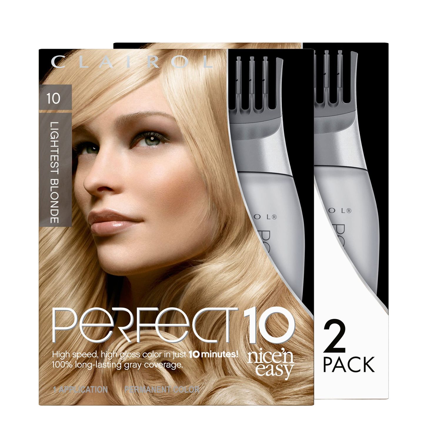 Clairol Nice&#39;n Easy Perfect 10 Permanent Hair Dye, 10 Lightest Blonde Hair Color, Pack of 2