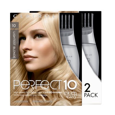 Clairol Nice&#39;n Easy Perfect 10 Permanent Hair Dye, 10 Lightest Blonde Hair Color, Pack of 2
