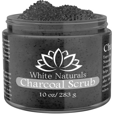 Charcoal Scrub, Moisturizing and Exfoliating Face Foot &amp; Body Scrub, Organic Scrub Fights Stretch Marks, Fine Lines and Natural Exfoliator Salt Body Scrub for Toning Skin Cellulite Skin Care Body