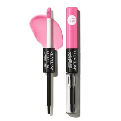Revlon Liquid Lipstick with Clear Lip Gloss, ColorStay Overtime Lipcolor, Dual Ended with Vitamin E, 080 Keep Blushing, 0.07 Fl Oz
