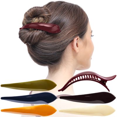 RC ROCHE ORNAMENT 6 Pcs Womens Hair Clip Professional Styling Sectioning Inner Teeth Curve Durable Alligator Duck Bill Jaw Strong Secure Grip Salon, Small Classic Multicolor