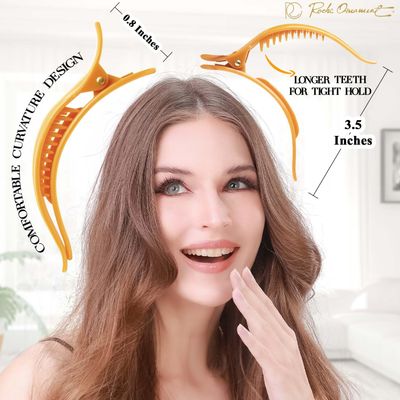 RC ROCHE ORNAMENT 6 Pcs Womens Hair Clip Professional Styling Sectioning Inner Teeth Curve Durable Alligator Duck Bill Jaw Strong Secure Grip Salon, Small Classic Multicolor