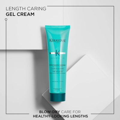 Kerastase Resistance Extentioniste Thermique Blow Dry Primer | Blow Dry Gel for Healthy Hair Lengths | Seals Split Ends | Heat Protectant | Formulated with Ceramides | 5.1 Fl Oz