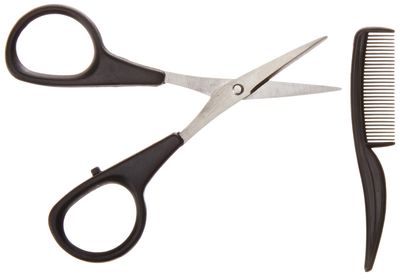 Allary Men&#39;s Beard and Mustache Scissors, Mini Comb Trimming Kit