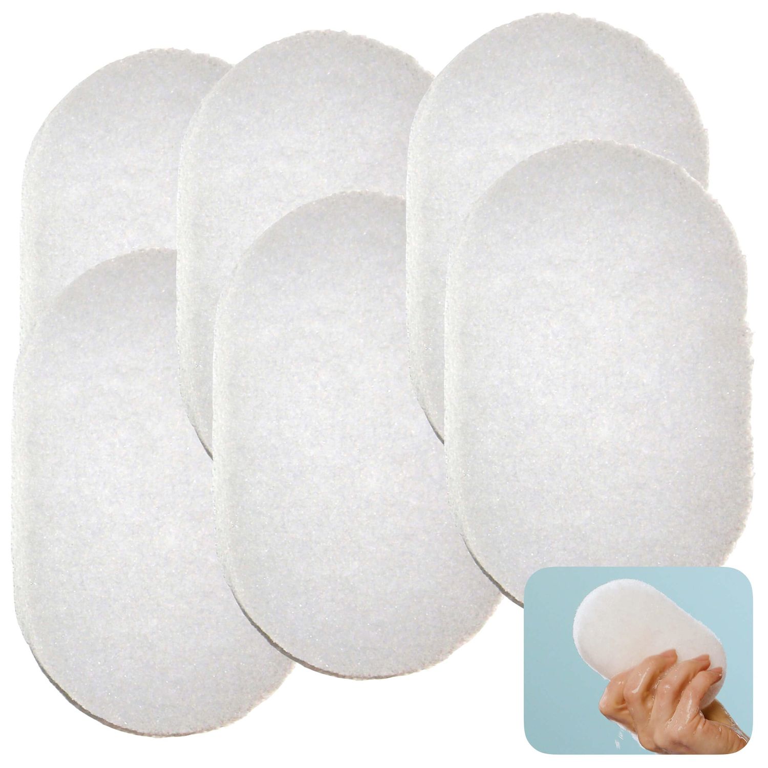 HartFelt Bath Sponges for Shower | Oval Body Wash Scrubber for Exfoliating Skin | Clean and Refresh Body, Back &amp; Arms | Chemical-Free Body Sponge | Made in USA - Pack of 6