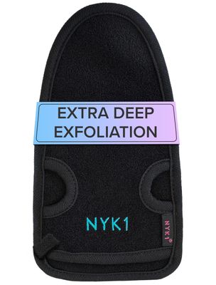 Dead Skin Exfoliating Glove Deep Pore Exfoliating Body Scrubber (Black, Large) Plant Fibre Exfoliating Gloves for Shower, Scrub Away Dirt and Dead Skin Cells to Visibly Smooth and Brighten Your Skin