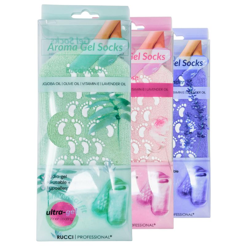 RUCCI Moisturizing Gel Booties, Assorted colors (Pink/Green/Purple), 2 count