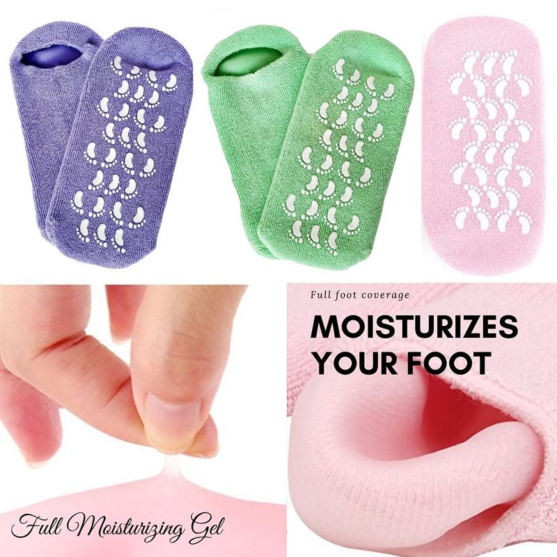 RUCCI Moisturizing Gel Booties, Assorted colors (Pink/Green/Purple), 2 count
