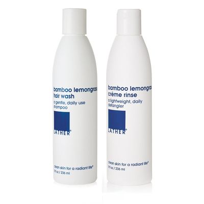 LATHER Bamboo Lemongrass Shampoo &amp; Conditioner Set - Gentle Daily Moisturizing Shampoo &amp; Hair Detangler Conditioner for All Hair Types - Lightweight, Non-Greasy, Sulfate Free - 8 Fl Oz Bottles