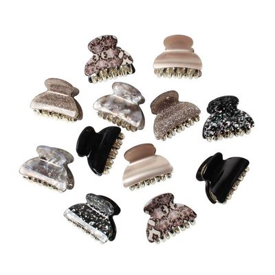 1.57 inch Floral Printed Medium Acrylic Hair Claw Clips for Girls and Women,Plastic No-Slip Grip Jaw Hair Clip Hair Jaw Clamp,Pack of 12 (Color E)