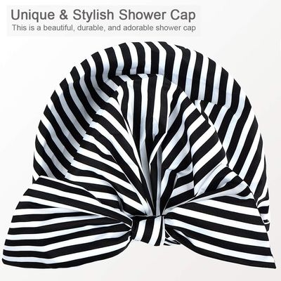 VVolf Shower Cap for Women Hair Caps for Shower Reusable Shower Cap for Long Hair Large Turban Shower Cap for Braids Black