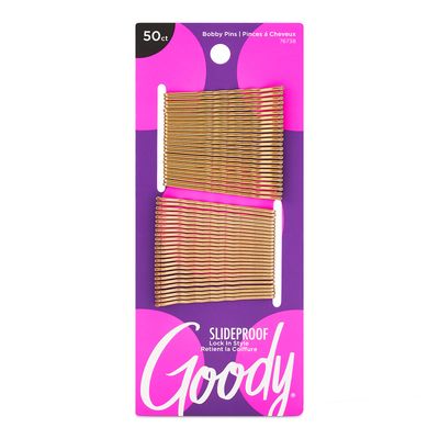 Goody SlideProof Bobby Pins - 50 Ct, Metallic Blonde, High Gloss Bobby Hair Pins for Styling, Lock In Style, Comfortable, Pain-Free Hair Accessories for Women &amp; Men, All Hair Types