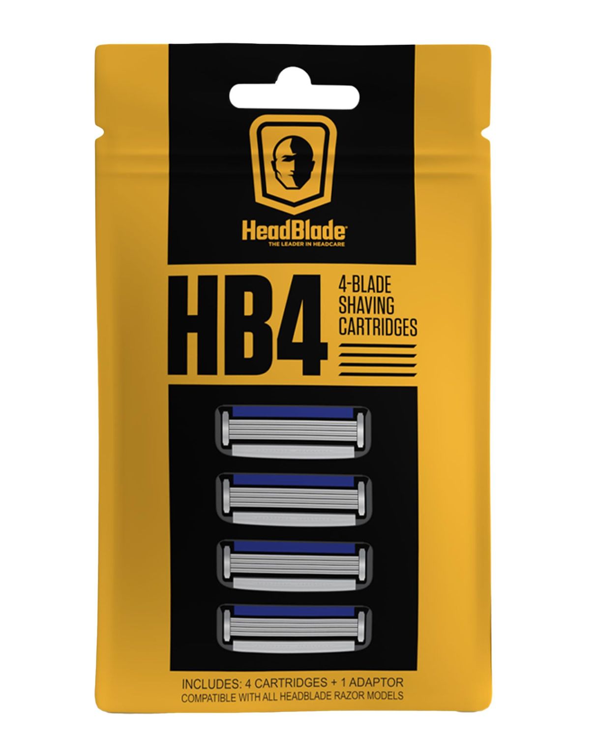 HeadBlade Men&#39;s HB4 Refill Shaving Razor Blades. Stainless Steel Blades for No Tugging or Pulling, Shave Less, Works for Face, Body, and Scalp (Pack of 1)