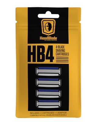 HeadBlade Men&#39;s HB4 Refill Shaving Razor Blades. Stainless Steel Blades for No Tugging or Pulling, Shave Less, Works for Face, Body, and Scalp (Pack of 1)