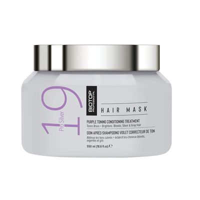 Biotop Professional 19 Pro Silver Hair Mask - Moisturizes &amp; Eliminates Yellow and Brassy Tones - Hydrating Hair Mask For Blonde or Bleached Hair - 18.6 oz
