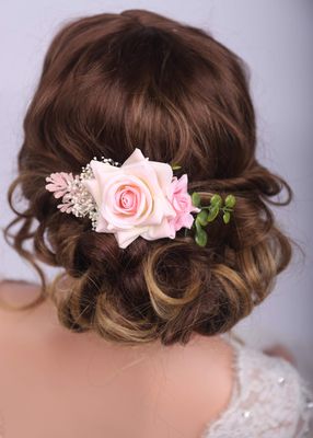 Kercisbeauty Blush Pink Rose Hair Comb Leaf Headpiece Wedding Bridal Side Headpiece Vinage Hair Dress Boho Hair Comb Women Girls Festival Party Carnival Headpiece