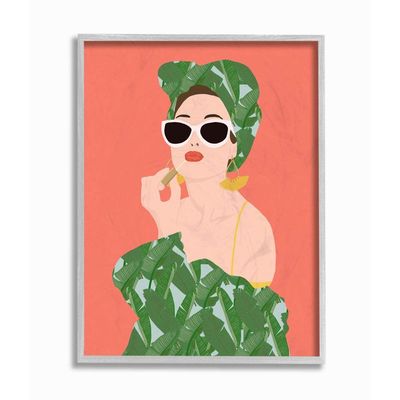 Stupell Industries Female Glamour in Tropical Fashion Lip Cosmetic Wall Art, 11 x 14, Pink