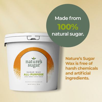Natures Sugar Wax All-Purpose Sugaring Paste for Legs, Back, Arms, Chest - 35oz - Beginner-Friendly Sugar Wax Hair Removal for All Skin Types - Vegan &amp; Cruelty-Free