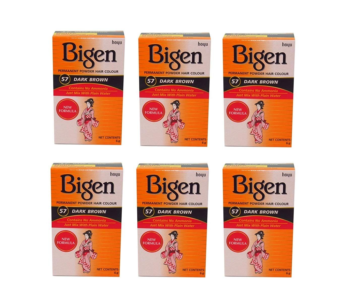 Bigen Powder Hair Color #57 Dark Brown 0.21 oz. (Pack of 6)