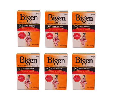 Bigen Powder Hair Color #57 Dark Brown 0.21 oz. (Pack of 6)