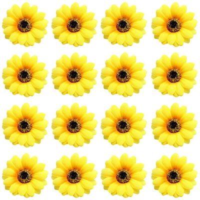 Lawie 16 Pack Artificial Fake Yellow Small Daisy Sunflower Hair Clips Floral Hairpins Alligator Barrettes Brooches Pins Wedding Hawaiian Party Silk Flower Headpiece Holiday Decoration for Women Girls