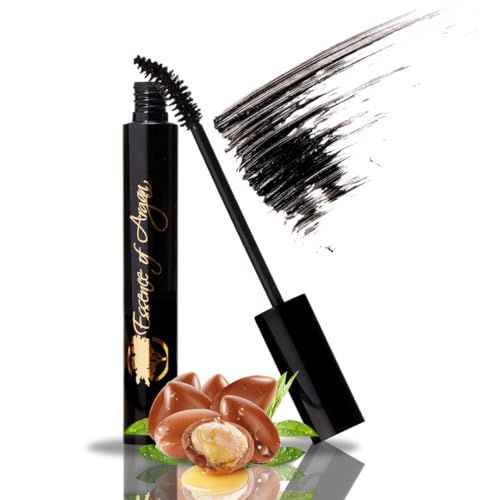 Essence of Argan Lash Conditioner Mascara with 100% Pure Organic ECOCert Argan Oil - Waterproof Black Mascara with Beeswax and Candelilla for More Volume &amp; Longer Stronger Lashes (0.25 oz)