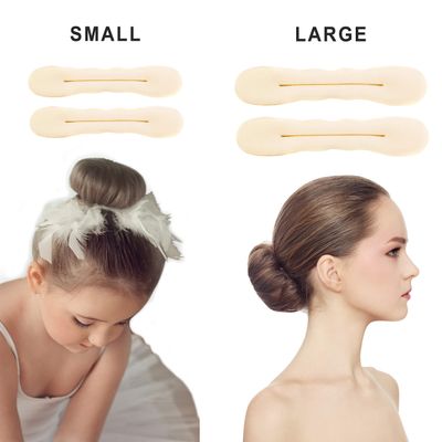Beaute Galleria Magic 4 Pieces Beige Blonde Foam Sponge Twist Shapers, Hair Bun Maker, Hair Donuts for Ballet Buns (2 Small, 2 Large)