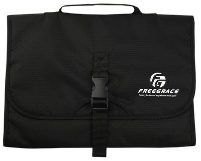 Freegrace Premium Hanging Toiletry Travel Bag - Cosmetic, Jewelry, Toiletry &amp; Accessory Storage Organizer Bag, Large Size, Various Compartments (Black)