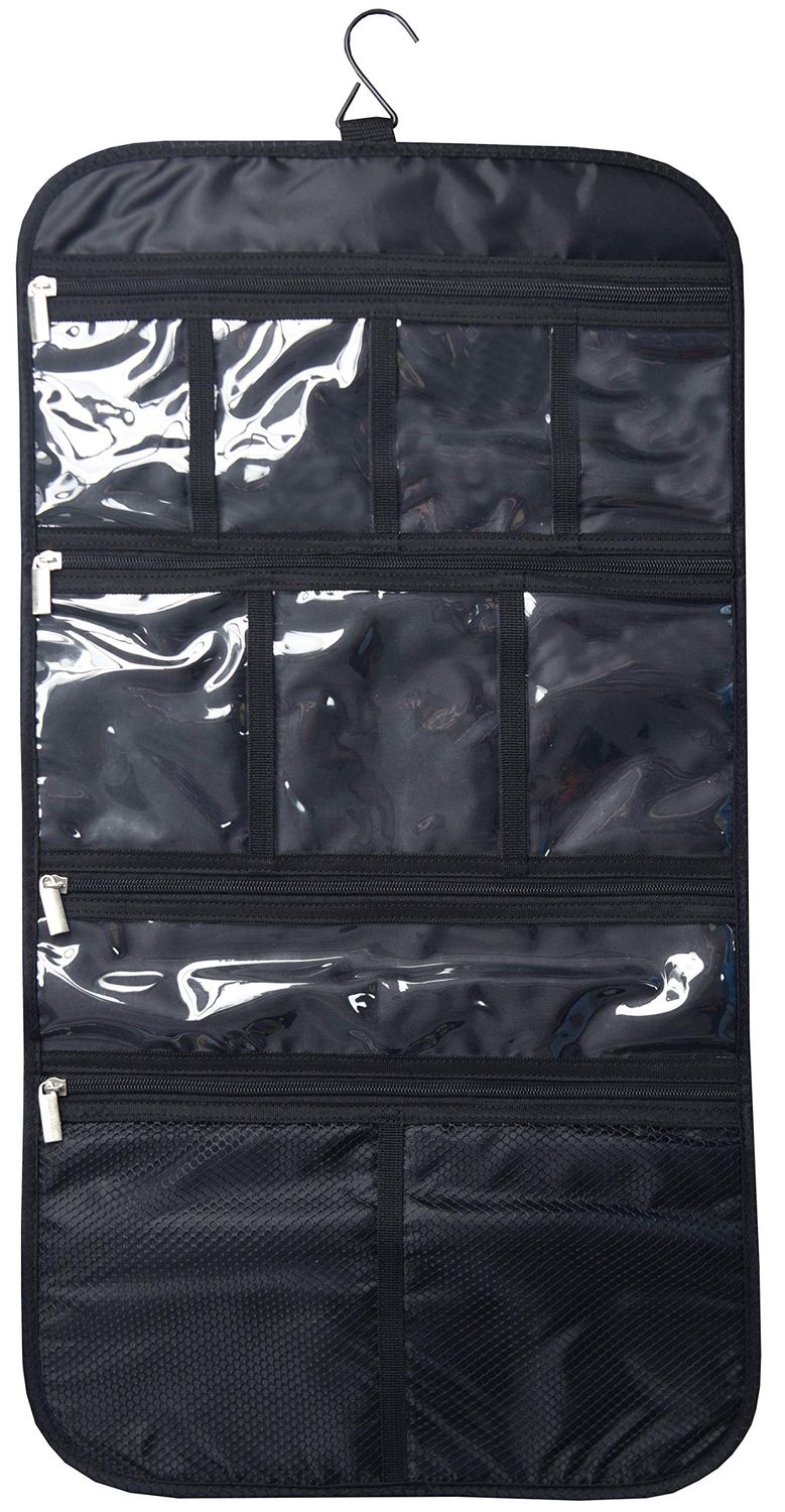 Freegrace Premium Hanging Toiletry Travel Bag - Cosmetic, Jewelry, Toiletry &amp; Accessory Storage Organizer Bag, Large Size, Various Compartments (Black)
