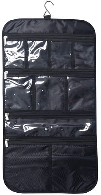 Freegrace Premium Hanging Toiletry Travel Bag - Cosmetic, Jewelry, Toiletry &amp; Accessory Storage Organizer Bag, Large Size, Various Compartments (Black)