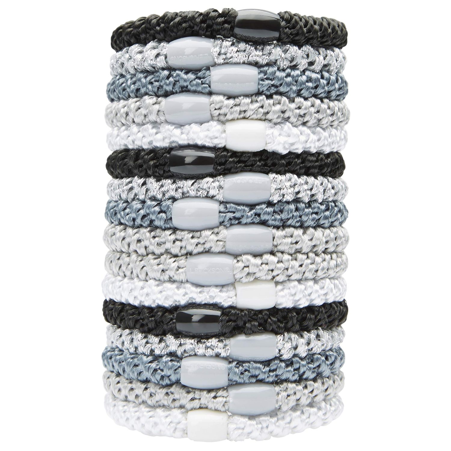 L. Erickson Grab &amp; Go Pony Tube - Light Silver Metallic - 15 Pack Ponytail Holder Hair Ties