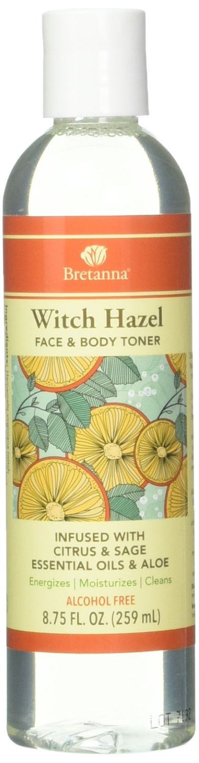 Bretanna Witch Hazel Face and BodyToner Citrus Sage, Infused Essential Oil of Aloe and Sage 8.75 fl oz