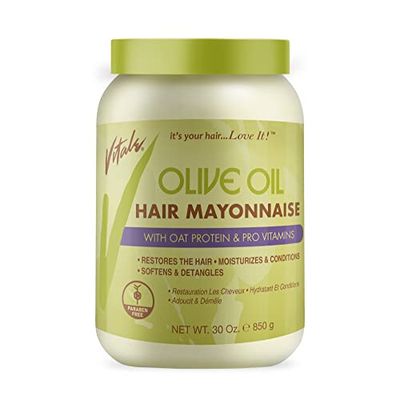Vitale Olive Oil Hair Mayonnaise 30oz with Oat &amp; Egg Protein and Vitamins - Good on Color &amp; Thermal Treated Hair - for Dry &amp; Damaged Scalp Men, Women &amp; Kids -Moisturize and Condition