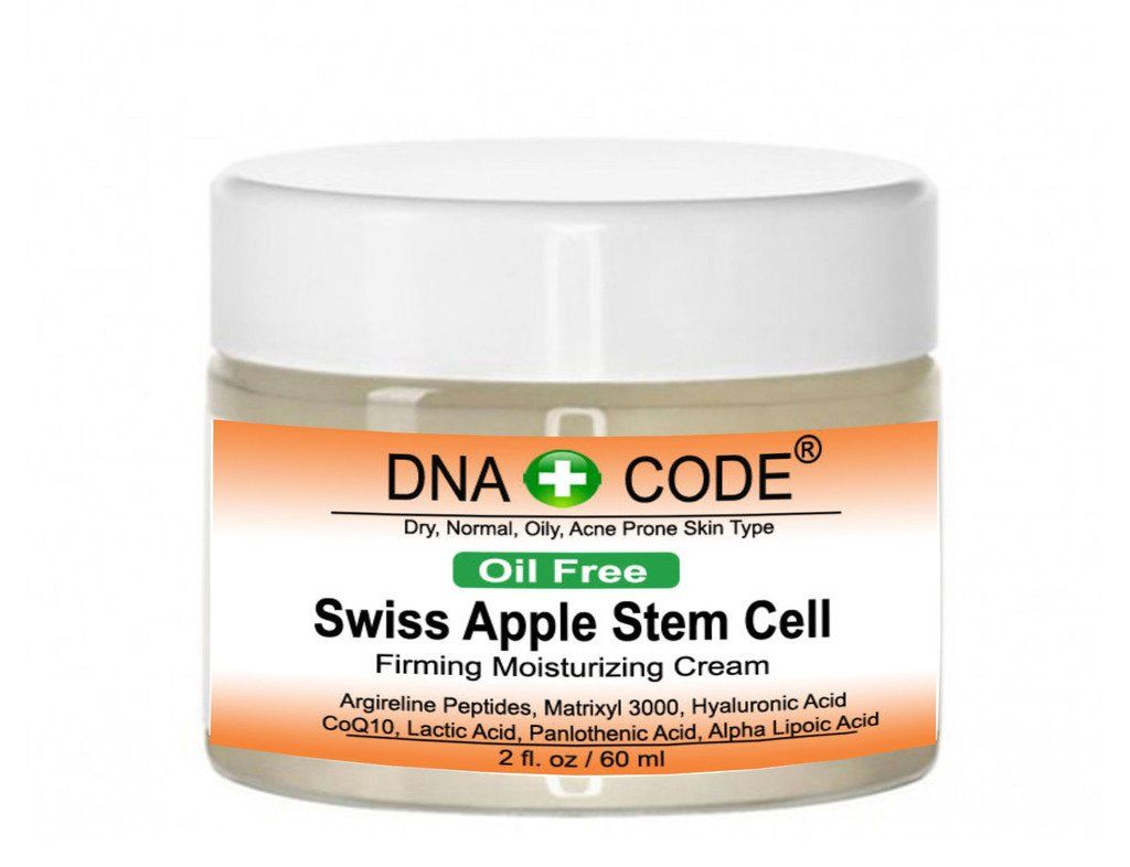 DNA CODE Skin Care OIL FREE- Swiss Apple Stem Cell Cream w/Argireline, Matrixyl 3000, Hyaluronic Acid, CoQ10. Big 2 OZ