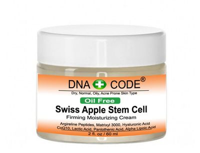 DNA CODE Skin Care OIL FREE- Swiss Apple Stem Cell Cream w/Argireline, Matrixyl 3000, Hyaluronic Acid, CoQ10. Big 2 OZ