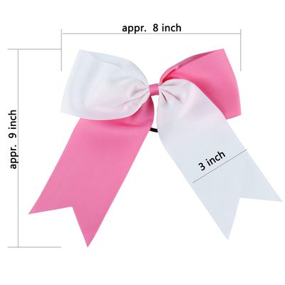8 Inch 2 Colors Jumbo Cheerleader Bows Ponytail Holder Cheerleading Bows Hair (Navy blue/White)